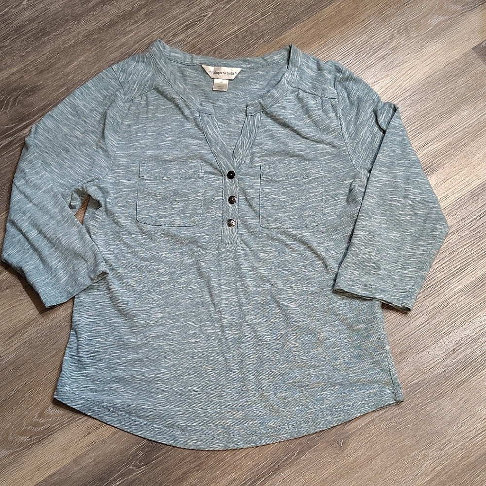Women's Blue Button-Up Top